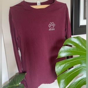 Maroon Pawprint Long Sleeve Shirt | PAWZ | Size Small